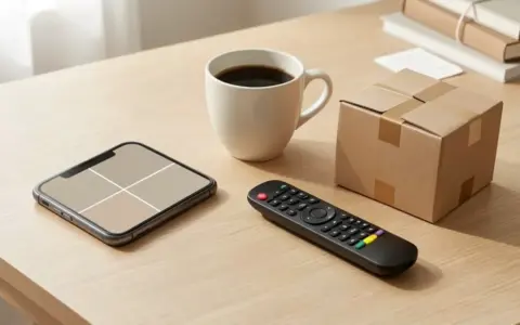 Everyday recurring expenses represented by a phone, remote, coffee, and delivery box