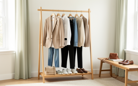 Versatile capsule wardrobe with coordinated everyday clothing