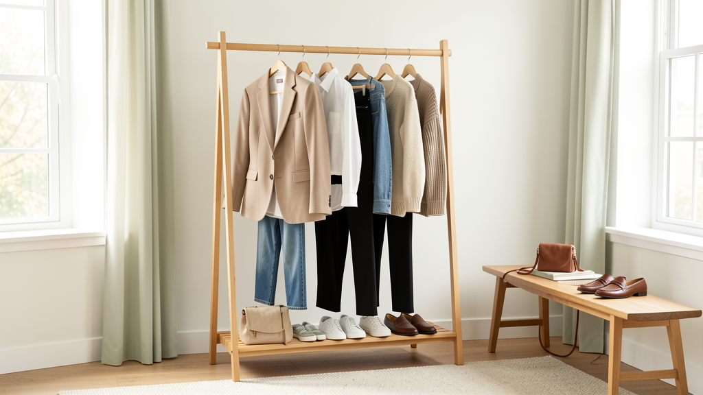 Versatile capsule wardrobe with coordinated everyday clothing